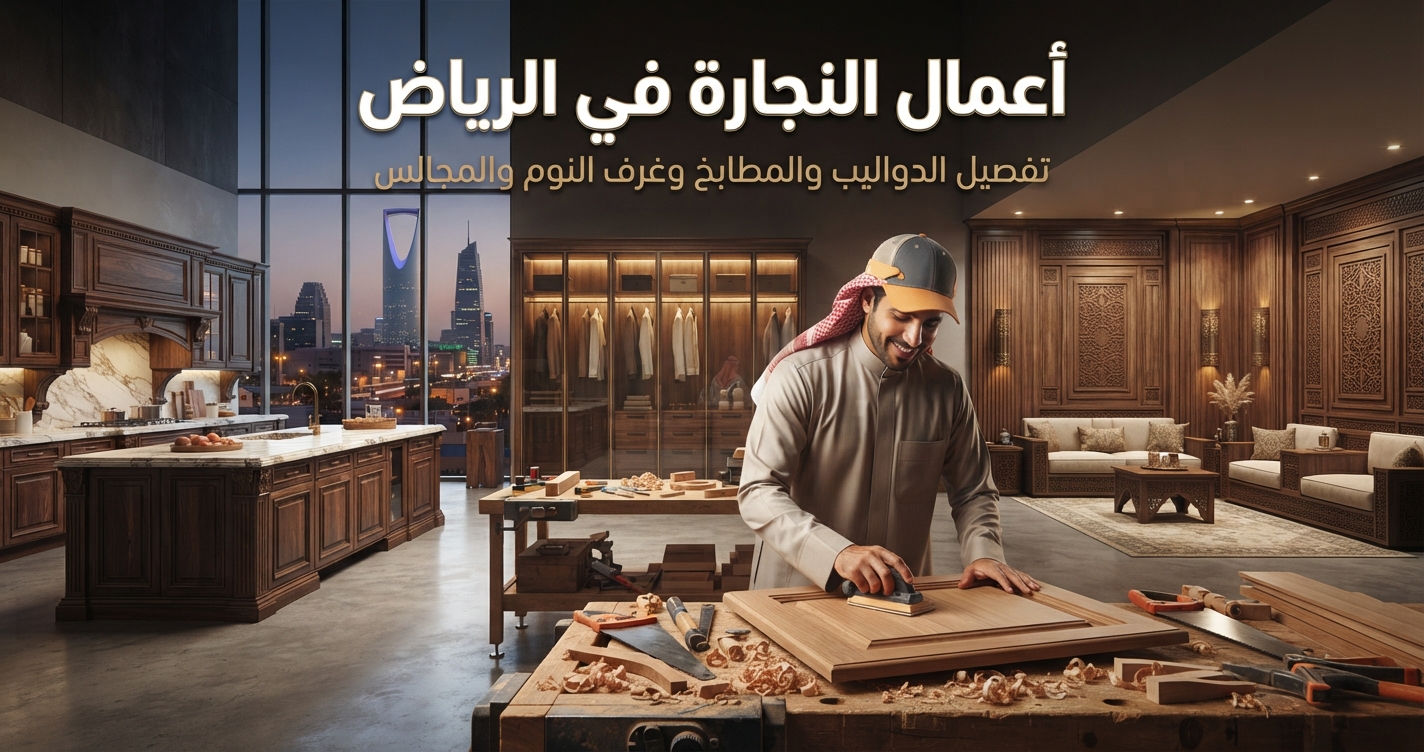 أعمال النجارة في الرياض: تفصيل الدواليب والمطابخ وغرف النوم والمجالس