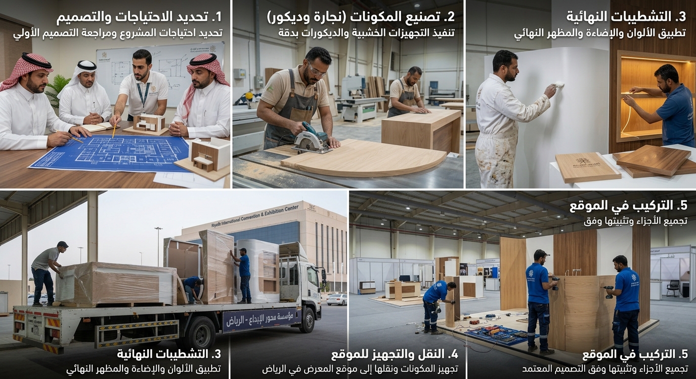 مراحل تصنيع وتركيب بوثات المعارض في الرياض